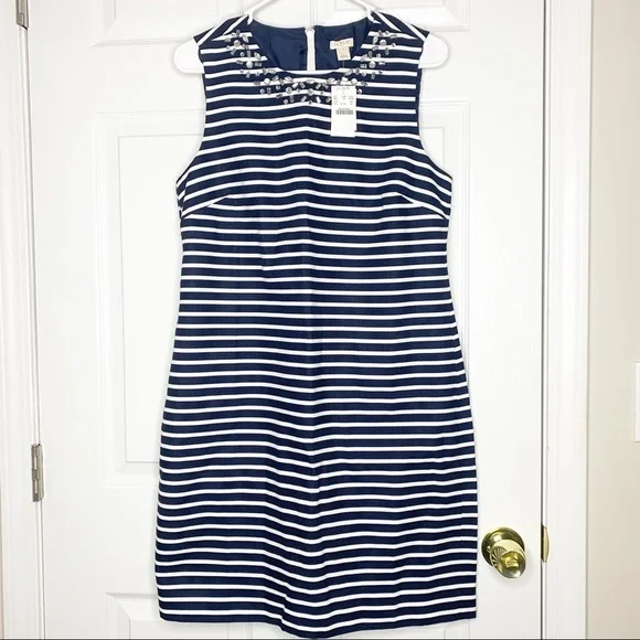 J. Crew factory embellished sheath stripe dress - Picture 1 of 5